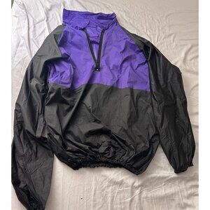 Vintage Windbreaker Jackets Men's Size Small 100% Vinyl Outdoor 1/4 Zip Blue Bla